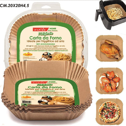Carta Forno Cm.20X20X4,5H Set 50 Pz. X Friggitrice Ad Aria I CasaAmici