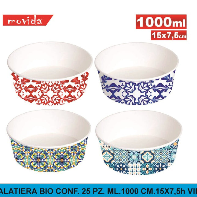 Insalatiera Bio Conf. 25 Pz. Ml.1000 Cm.15X7,5H Vietri I CasaAmici