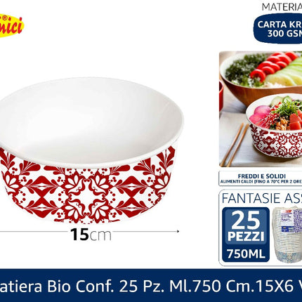 Insalatiera Bio Conf. 25 Pz. Ml.750 Cm.15X6 Vietri I CasaAmici