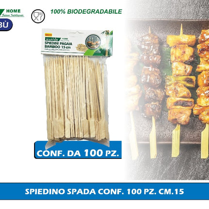 Spiedino Spada Bamboo Conf. 100 Pz. Cm.15 I CasaAmici
