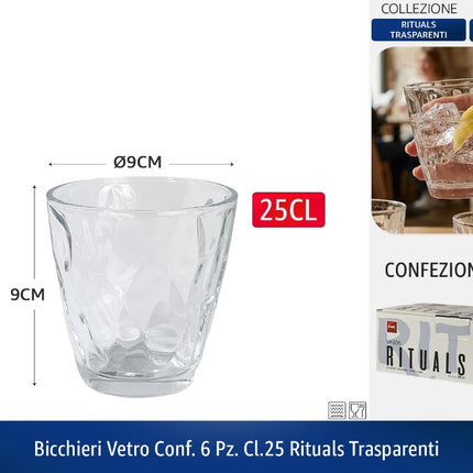 BICCHIERI VETRO CONF. 6 PZ. CL.25 RITUALS TRASPARENTI Cegeco & Alar