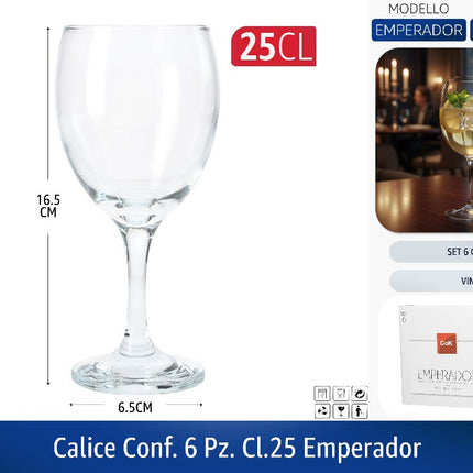 Calice Vetro Conf. 6 Pz. Cl.25 Emperador Cegeco & Alar
