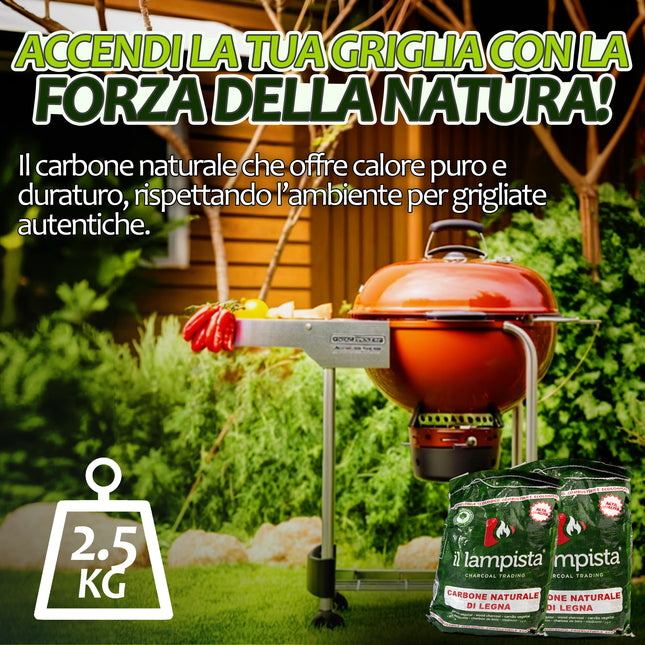 Carbone di Legna Naturale per Barbecue – Formati 2,5 kg e 10 kg, Ideale per Griglie e Cottura alla Brace X Energy