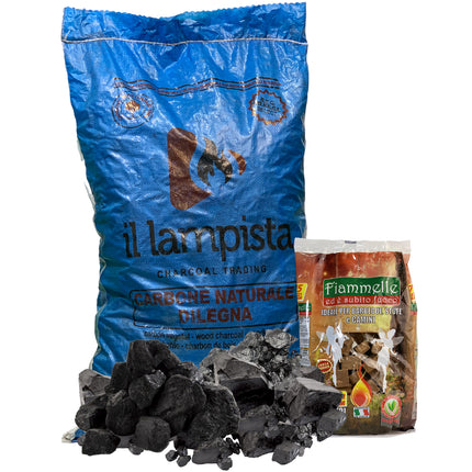 Carbone 10 kg Naturale con Accendifuoco 75 pz - Scorta per Grigliate Casalinghi Sicignano