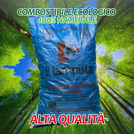 Carbone 10 kg Naturale con Accendifuoco 75 pz - Scorta per Grigliate Casalinghi Sicignano