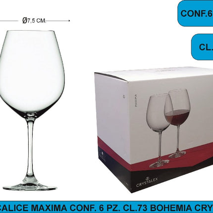 Calice Maxima Conf. 6 Pz. Cl.73 Bohemia Crystal Casalinghi Letizia Ceramica