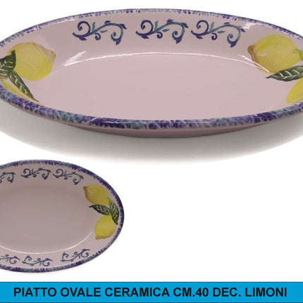 Piatto Portata Ceramica Limoni Ovale Spaghettata Riso Insalatiera 34cm 40cm