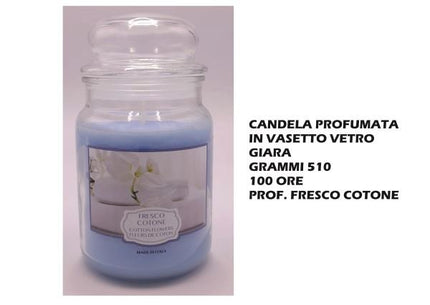 Cereria Muto Italo CANDELA PROFUMATA IN VETRO GR.510 100 ORE FRESCO COTONE Cereria Muto Italo