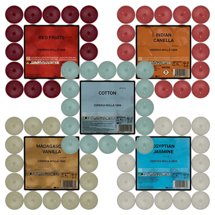 lumino tealight confezione 25 pezzi candele profumate colorate