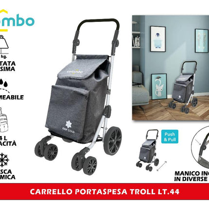 Carrello Portaspesa Troll, 44L, Manico Telescopico, Ruote Colombo