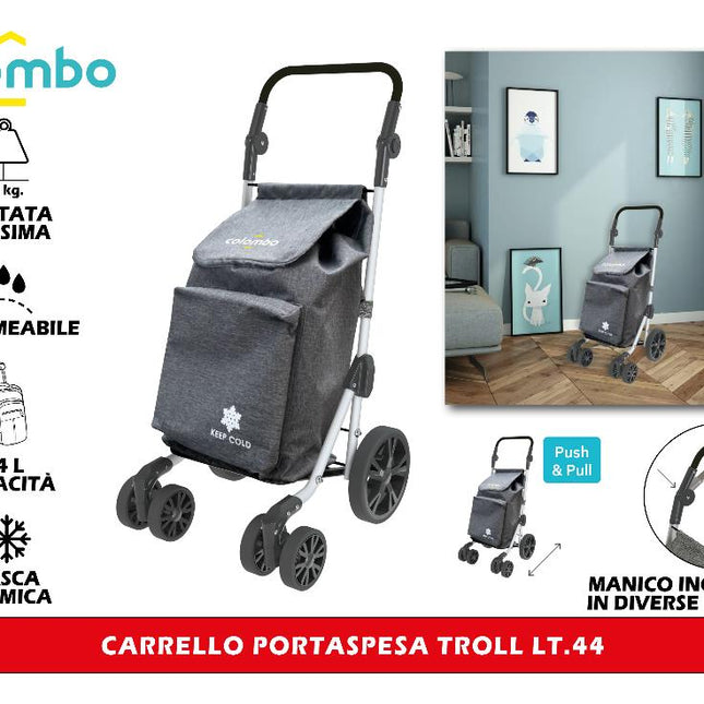 Colombo Carrello Portaspesa Troll, 44L, Manico Telescopico, Ruote Colombo