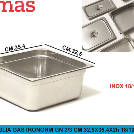 Teglia Gastronorm Gn 2/3 Cm.32,5X35,4X2H 18/11 Comas