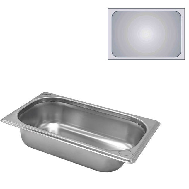 Comas Teglia Gastronorm Gn 1/1, 530X325 Mm, Acciaio Inox, Bordo Piano, Impilabile, Resistente - Bacinella Contenitore Stoccaggio Forno Banco Frigorifero - Professionale, Catering, Argento (H55 Mm) Comas