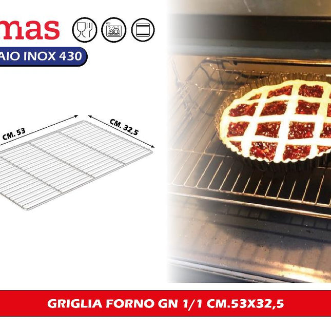 Comas Griglia Forno Gastronorm Gn 1/1 Acciaio Inox 53X32.5 Cm