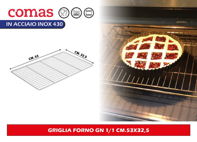 Comas Griglia Forno Gastronorm Gn 1/1 Acciaio Inox 53X32.5 Cm Comas