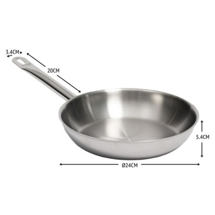 Padella Multistrato Arenal 3 Strati, Acciaio Inossidabile, 24cm/28cm/32cm, Compatibile con Induzione Ø 24 cm Comas