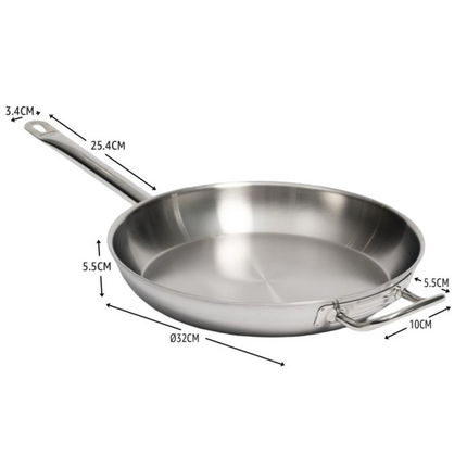 Padella Multistrato Arenal 3 Strati, Acciaio Inossidabile, 24cm/28cm/32cm, Compatibile con Induzione Ø 32 cm Comas