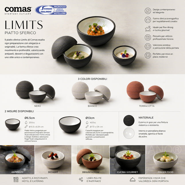 Comas Piatto Sferico | Ø 6.5-13cm | Colore White Black e Terracotta Comas
