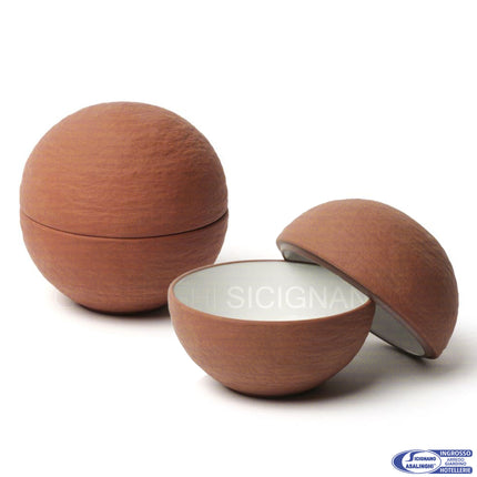 Comas Piatto Sferico | Ø 6.5-13cm | Colore White Black e Terracotta Terracotta Comas
