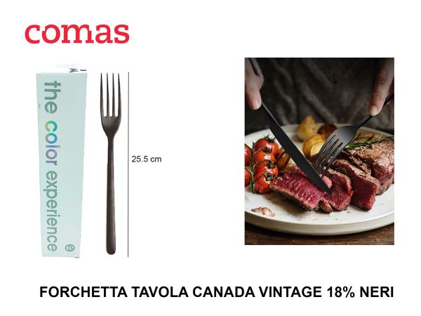 Comas Forchetta Tavola Canada Vintage Nera 4Mm 18% Acciaio