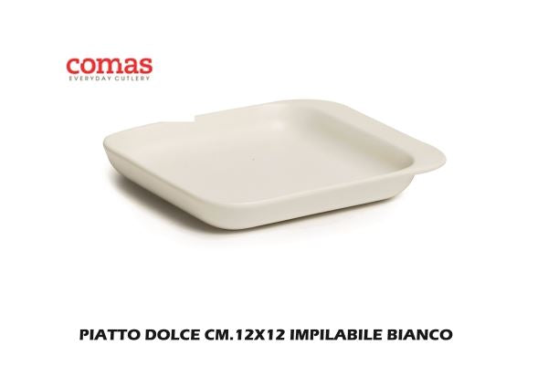 Piatto Dolce Cm.12X12 Impilabile Bianco-8425734076817