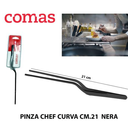 Comas Pinza Chef Curva 21 Cm Nera Acciaio Inox