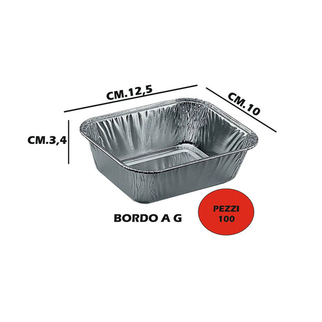 Vaschetta Alluminio 1/2 Porz. 100 Pz. S/Cop. R9G