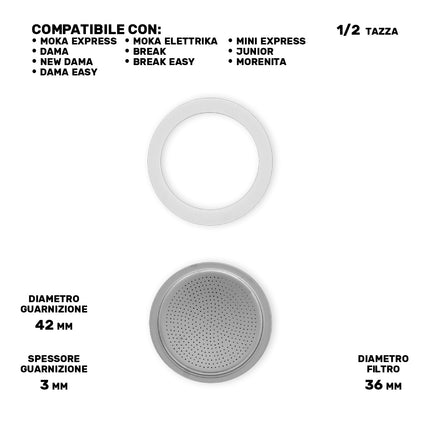 Bialetti Guarnizione e Filtro Ricambi Caffettiera Moka