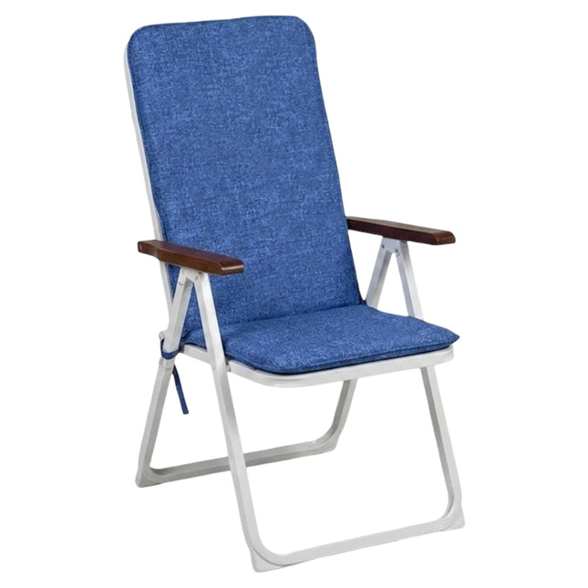 Cuscino Schienale Alto Cipro | Poliestere/Cotone, Seduta 47.5x41 cm, Schienale 67cm, Made in Italy | Colori Blu e Beige Gemitex