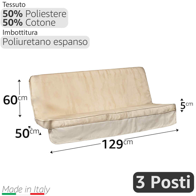 Cuscino X Dondolo 3 Posti Ecru' Con Tettuccio