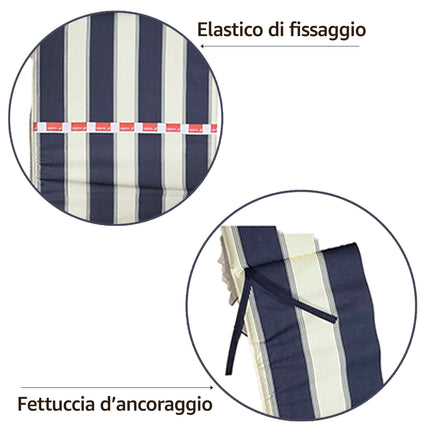 Cuscino Per Lettino Tenerife Da Esterno A Righe Bianco/Blu 56X177Cm