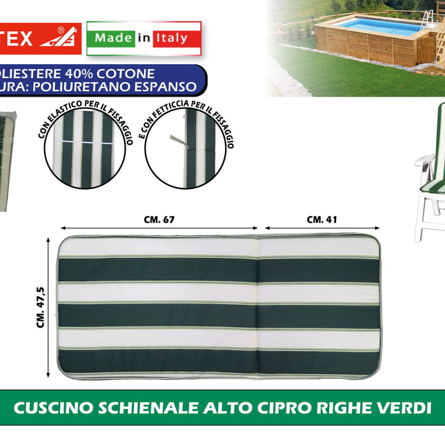 Cuscino Schienale Alto Cipro Con Righe, Comodo E Resistente Per Il Massimo Supporto
