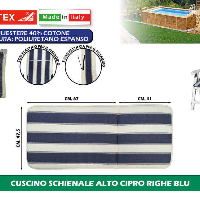 Cuscino Schienale Alto Cipro Con Righe, Comodo E Resistente Per Il Massimo Supporto