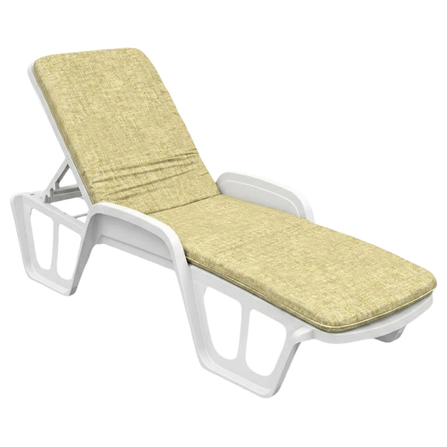 Gemitex Cuscino per Lettino Tenerife 177x56 cm con Elastico e Fettuccia | Colori Beige e Blu Gemitex