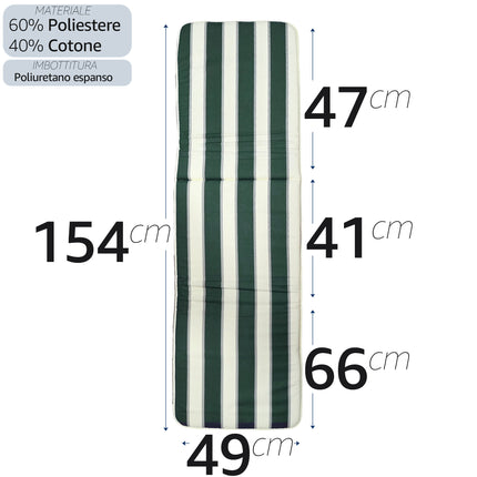 Cuscino Per Sdraio Capri Da Esterno A Righe Bianco/Verde 49X154Cm