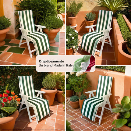 Cuscino Per Sdraio Capri Da Esterno A Righe Bianco/Verde 49X154Cm