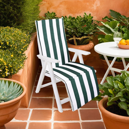 Cuscino Per Sdraio Capri Da Esterno A Righe Bianco/Verde 49X154Cm