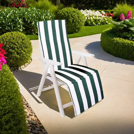 Cuscino Per Sdraio Capri Da Esterno A Righe Bianco/Verde 49X154Cm