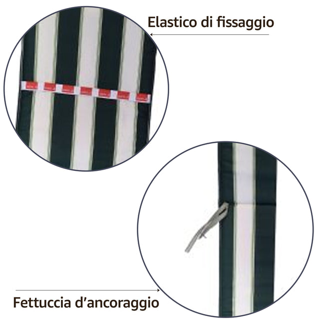 Cuscino Per Sdraio Capri Da Esterno A Righe Bianco/Verde 49X154Cm