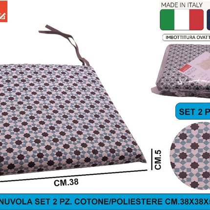 Cuscino Nuvola Set 2 Pz. Cotone/Poliestere Cm.38X38X5H Dis. 137 Gemitex