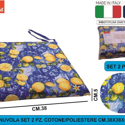 Cuscino Nuvola Set 2 Pz. Cotone/Poliestere Cm.38X38X5H Dis. 243 Gemitex
