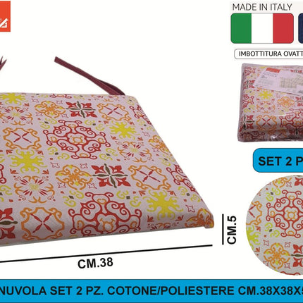 Cuscino Nuvola Set 2 Pz. Cotone/Poliestere Cm.38X38X5H Dis. 242 Gemitex