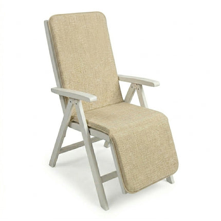 Gemitex Cuscino per Sdraio con Prolunga Capri | Con Elastico e Fettuccia | 154x49 cm, Cotone/Poliestere | Colori Beige e Blu Gemitex