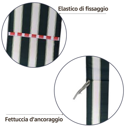 Sicignano Cuscino Per Lettino Da Esterno A Righe Bianco/Verde 58X171Cm