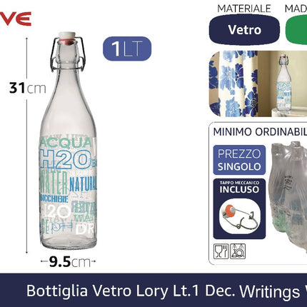Cerve BOTTIGLIA VETRO LORY LT.1 DEC. WRITINGS WATER Cerve