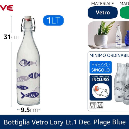 Cerve BOTTIGLIA VETRO LORY LT.1 DEC. PLAGE BLUE Cerve