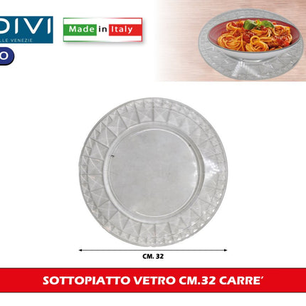 Cerve Sottopiatto Vetro Cm.32 Design Elegante per Tavola Raffinata e Moderna Carre' Cerve