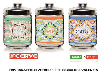 Tris Barattolo Vetro Cf.3Pz. Cc.800 Dec.Valencia-8001691380497