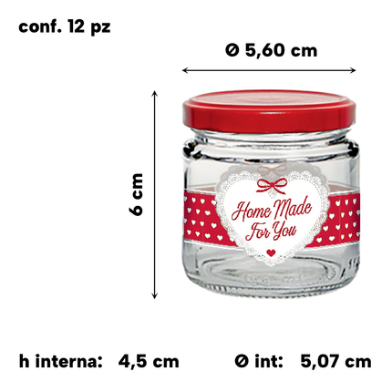 Vasetto Vetro Capsula Rossa Fantasia Dec.For You cc.100 / 12pz - cc.200 / 6pz