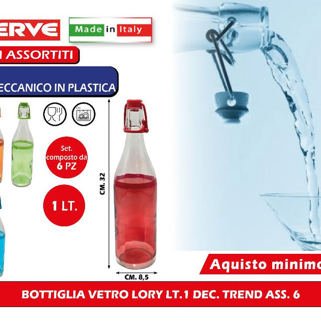 Bottiglia Vetro Lory Lt.1 Dec. Trend Ass. 6